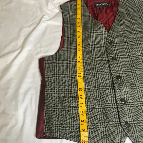 Moores Plaid Tweed Vest Men’s Size M – Grey Check Button Front Lined - Picture 9 of 14